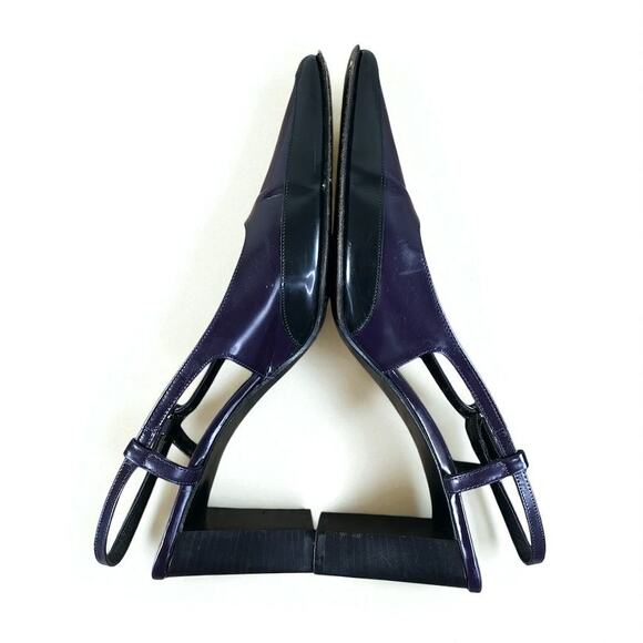 COACH VTG Italian Leather Slingback Pump Heels Sz 8 B Black/Plum Party Rare Y2K - Picture 5 of 11